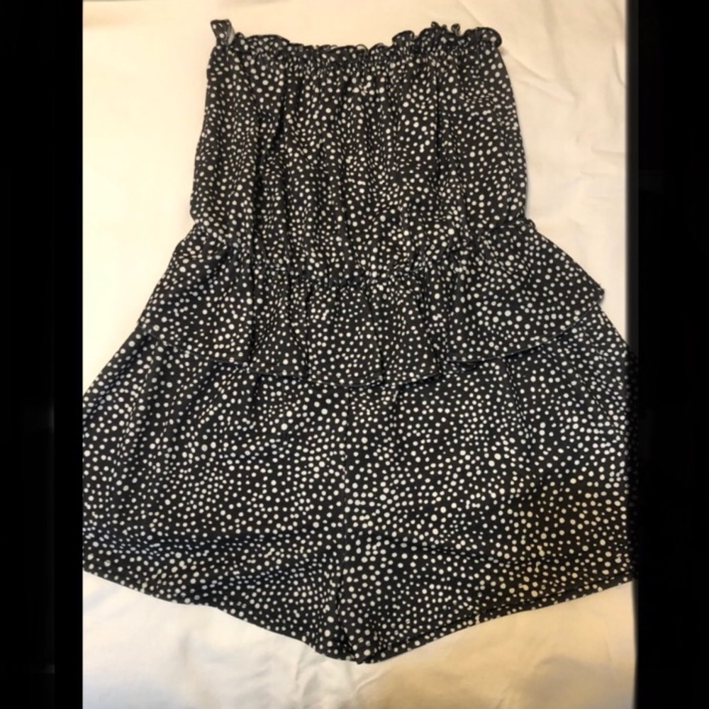 Boohoo Black&White polka dot romper, size 12